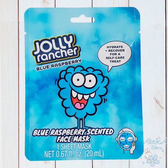 2 PACK NEW JOLLY RANCHER BLUE RASPBERRY SCENTED FACE FACIAL SHEET MASK 0.67 OZ - Picture 1 of 3